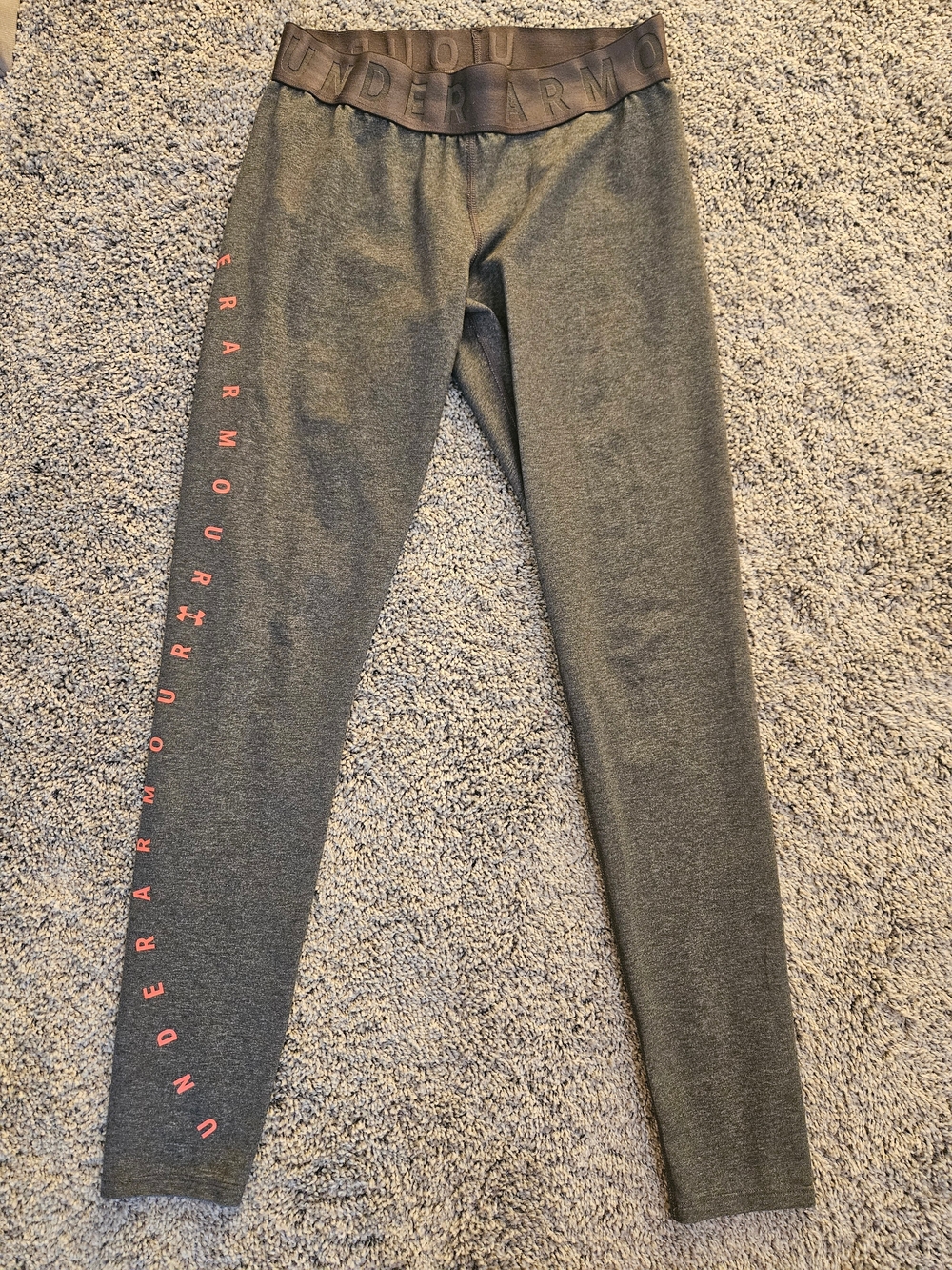 Under Armour Gray Leggings with Pink Side Logo
